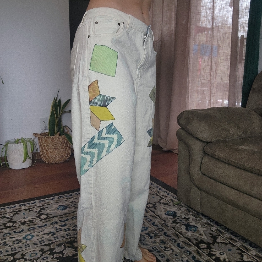 Kimchi Blue Straight Leg Patchwork Pants size 32 - Picture 3 of 11